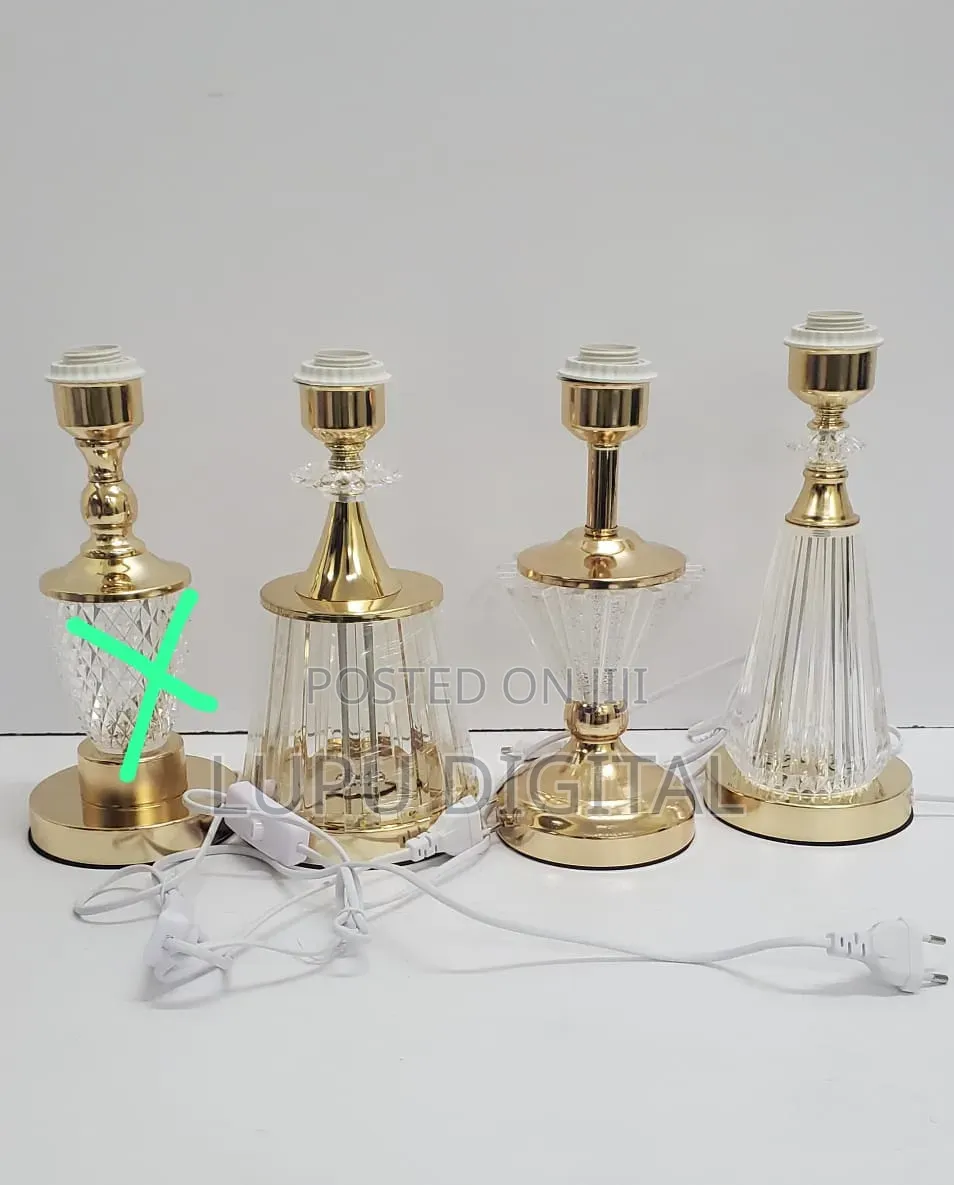 *Crystal Luxury Bedside Lamp Table* Colours: White With Gold Rim