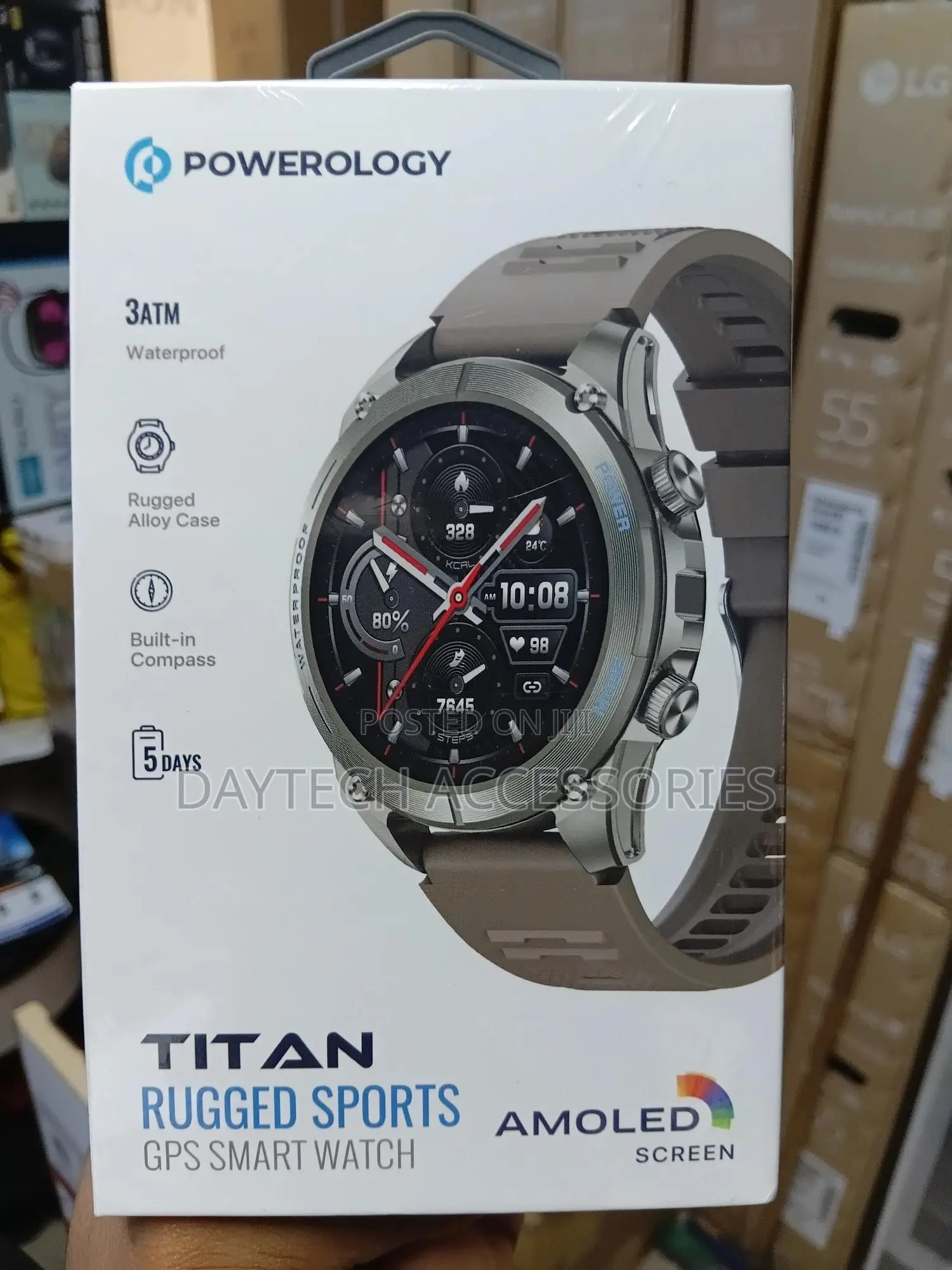 Powerology Titan Rugged Sports GPS Smart Watch Amoled Screen
