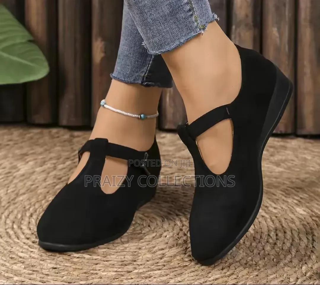 T-Strap Low Wedges Shoes