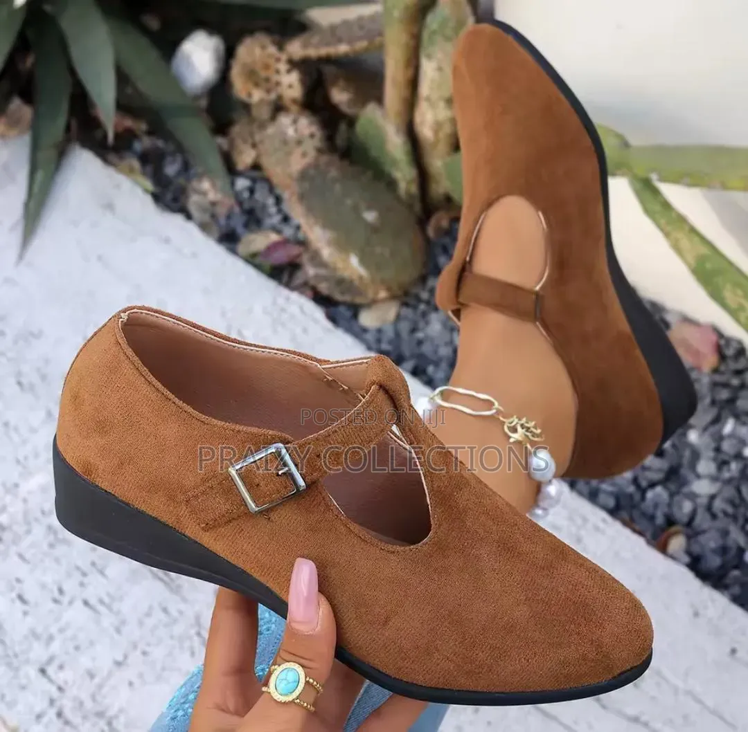 T-Strap Low Wedges Shoes