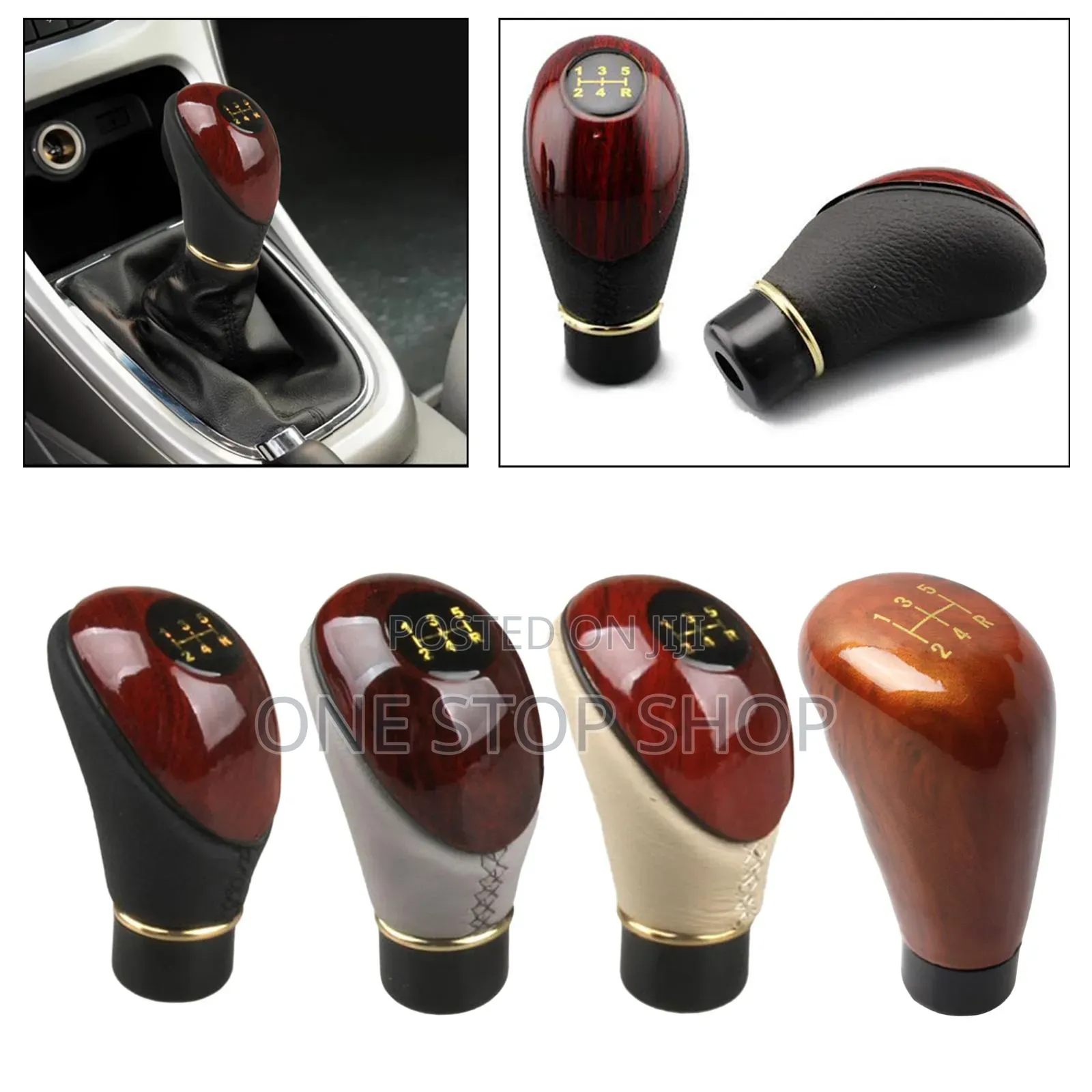 Manual Gear Shift Knob With Artificial Leather Stimulated Peach Wood