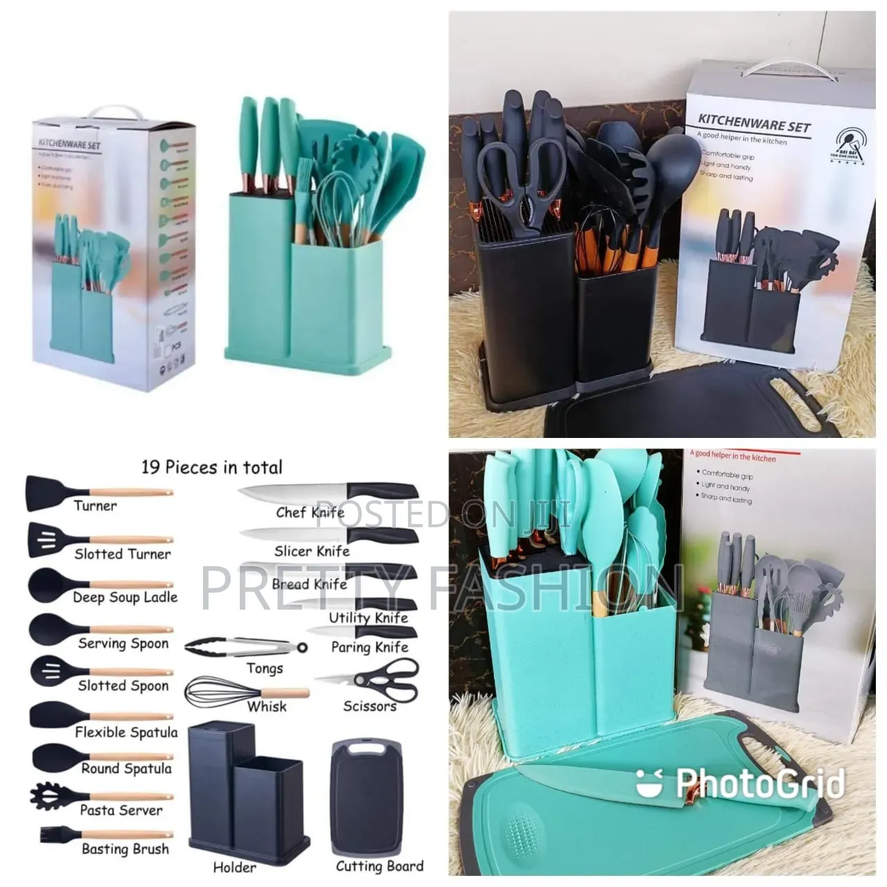 19pcs Silicone Cooking Spoons, Knifes, Chopping Board and Holder*