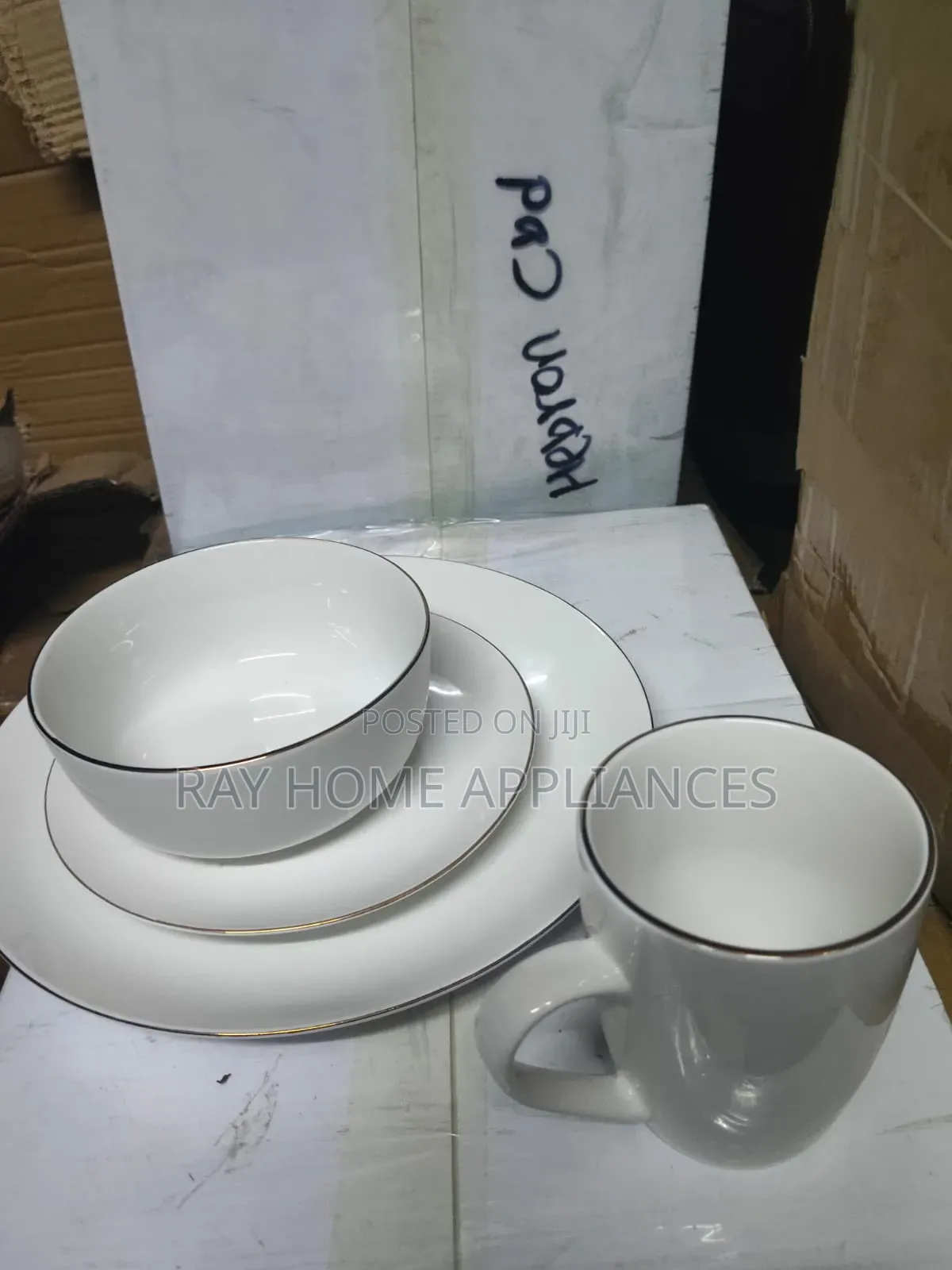Silver Ring White Dinner Set