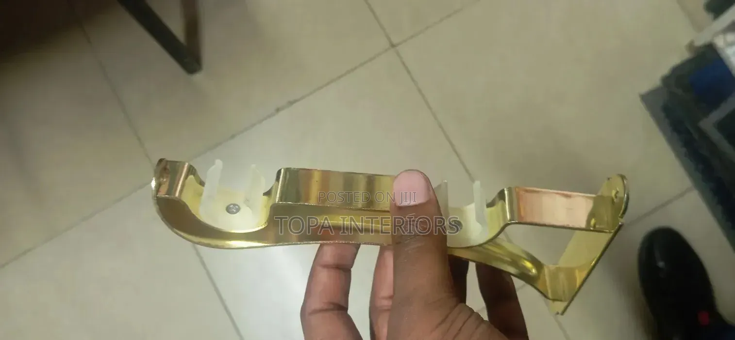 Curtain Rod Fittings Gold Metallic Double Brackets