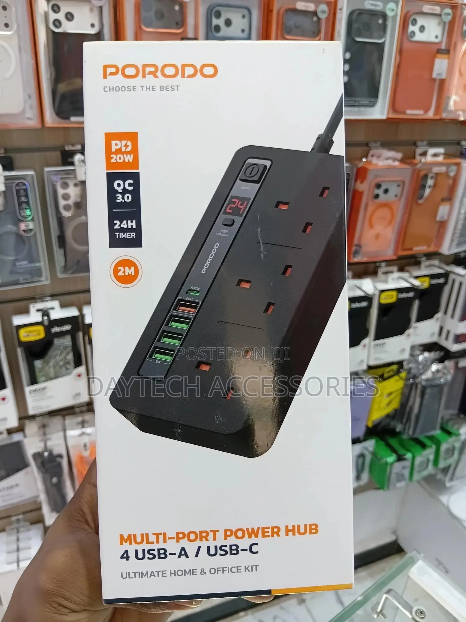 Porodo 4 Usb Port Power Extension Socket (Model: Pd-5p3sqc-bk).