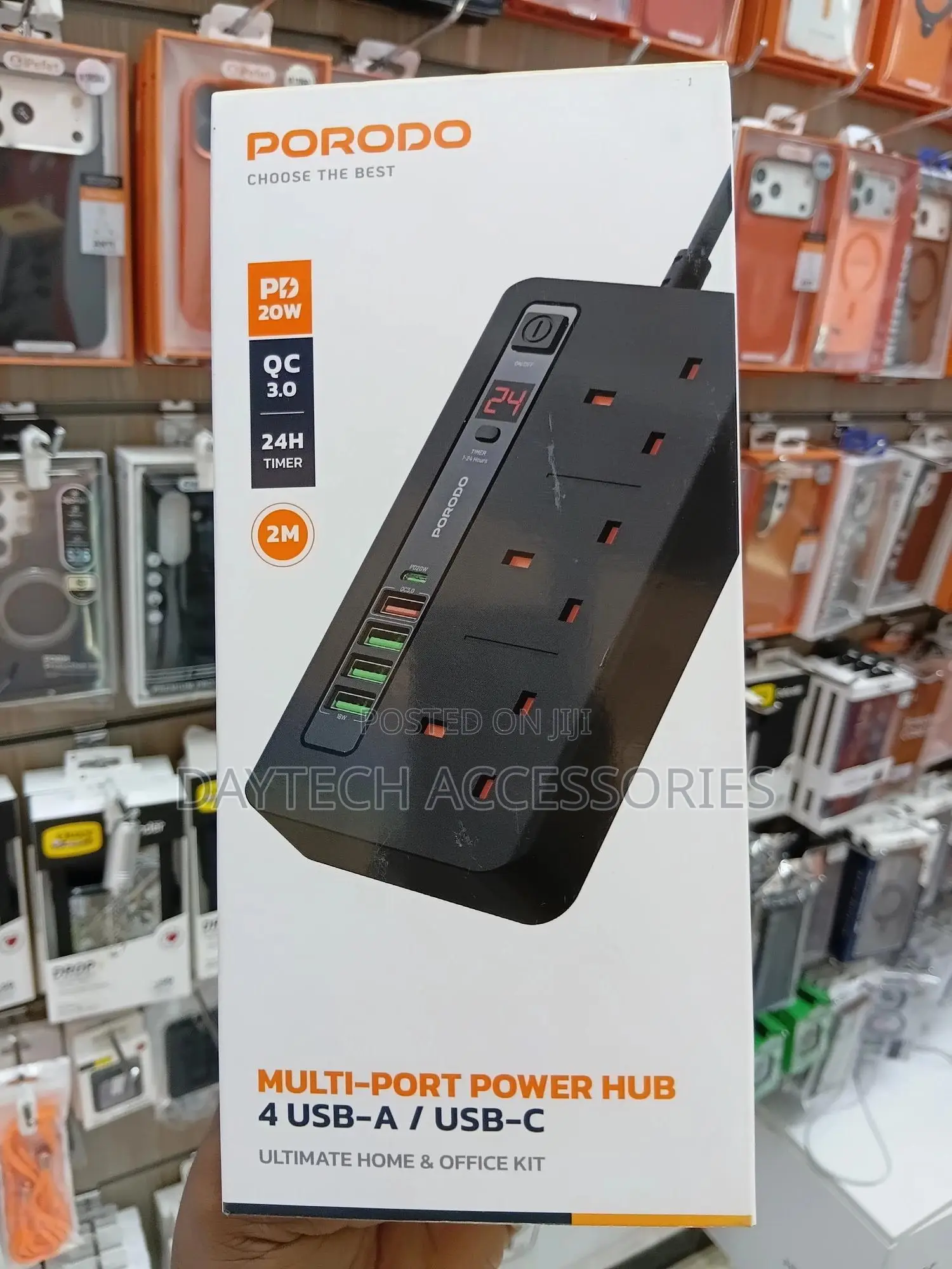 Porodo 4 Usb Port Power Extension Socket (Model: Pd-5p3sqc-bk).