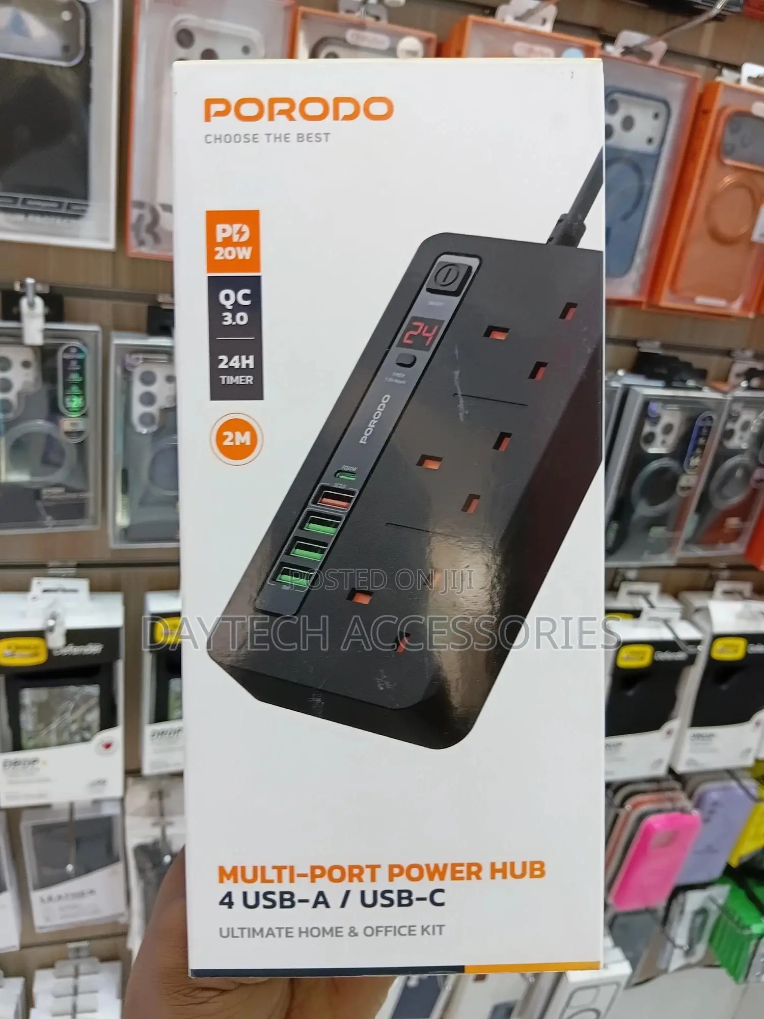Porodo 4 Usb Port Power Extension Socket (Model: Pd-5p3sqc-bk).