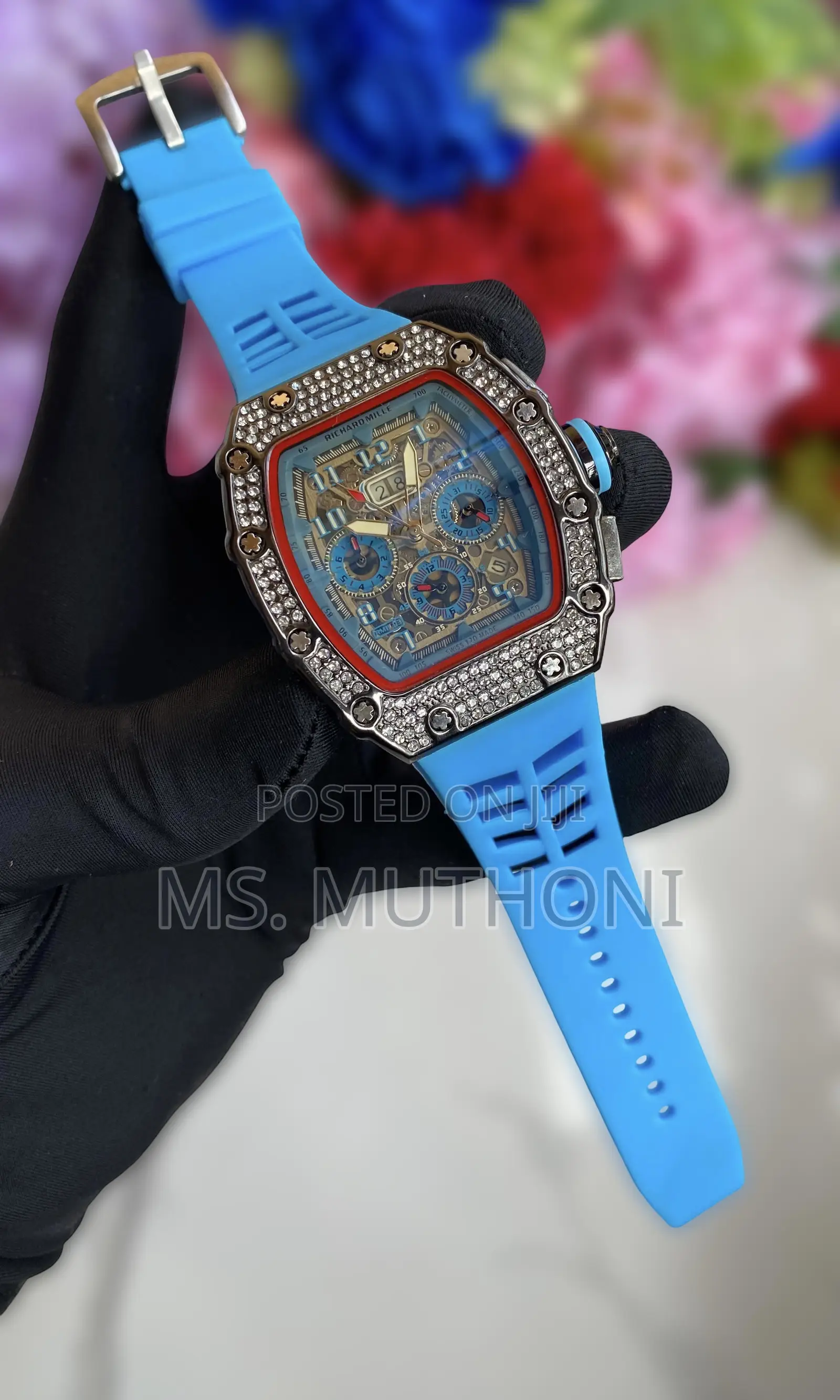 Diamond-Studded Richard Mille W/ Silicone Strap.