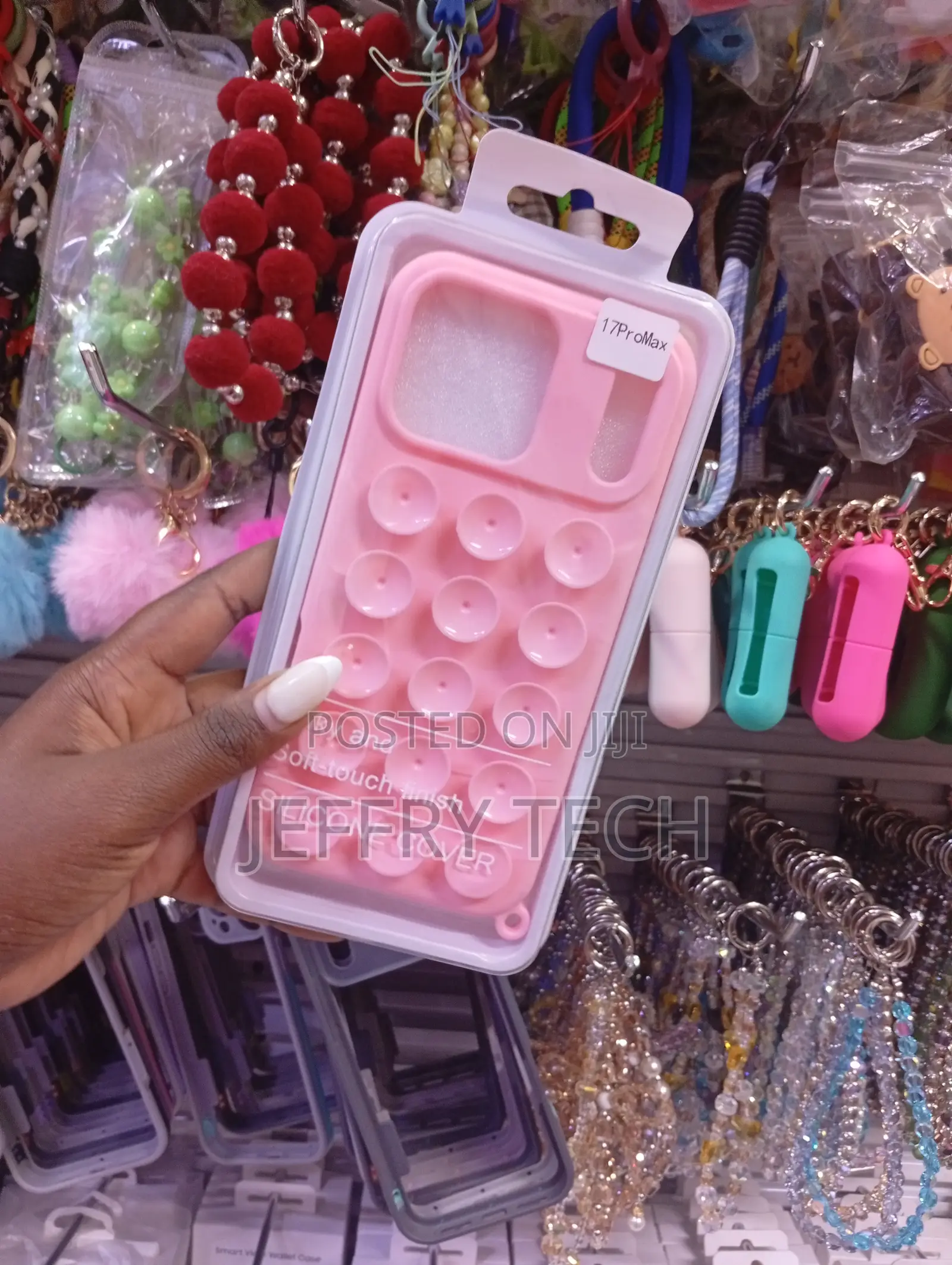 iPhone 17 Pro Max Pink Silicone "Octobuddy" Suction Cup Phone Case