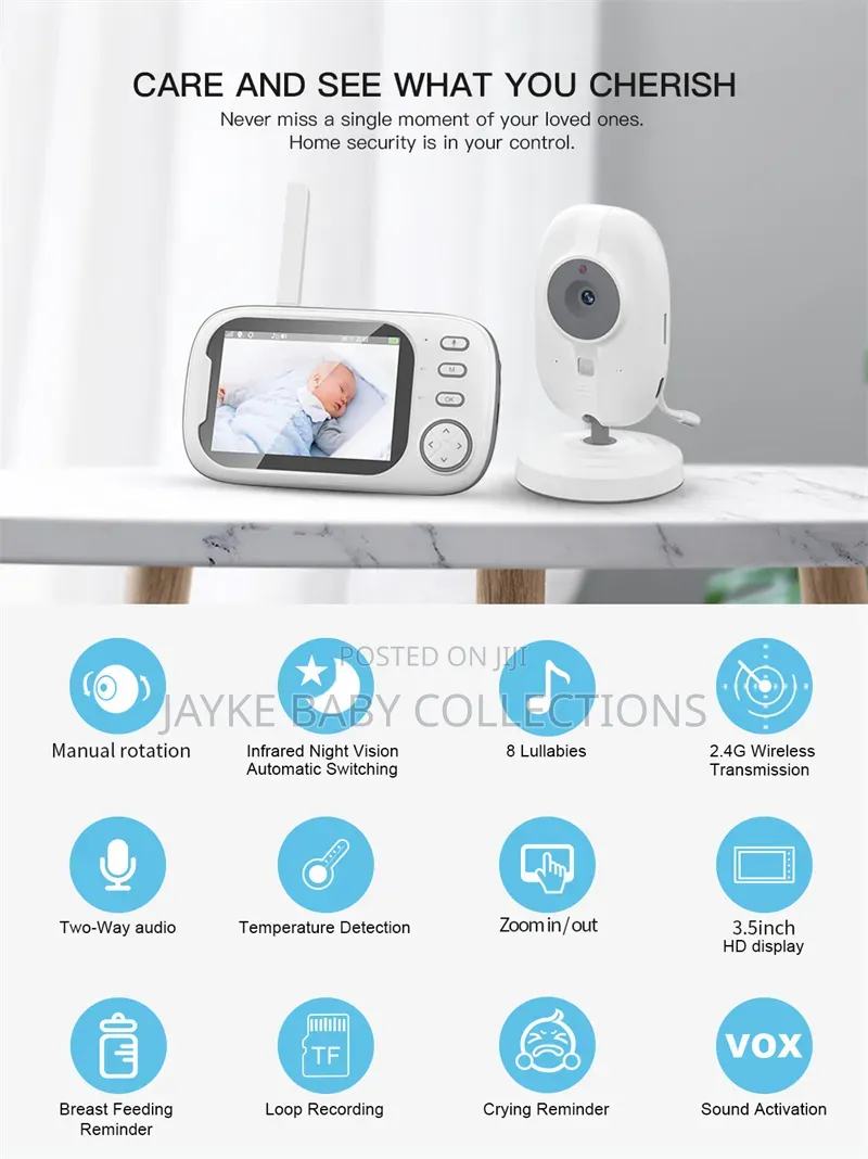 Video Baby Monitor 3.5" – Night Vision Two-Way Talk
