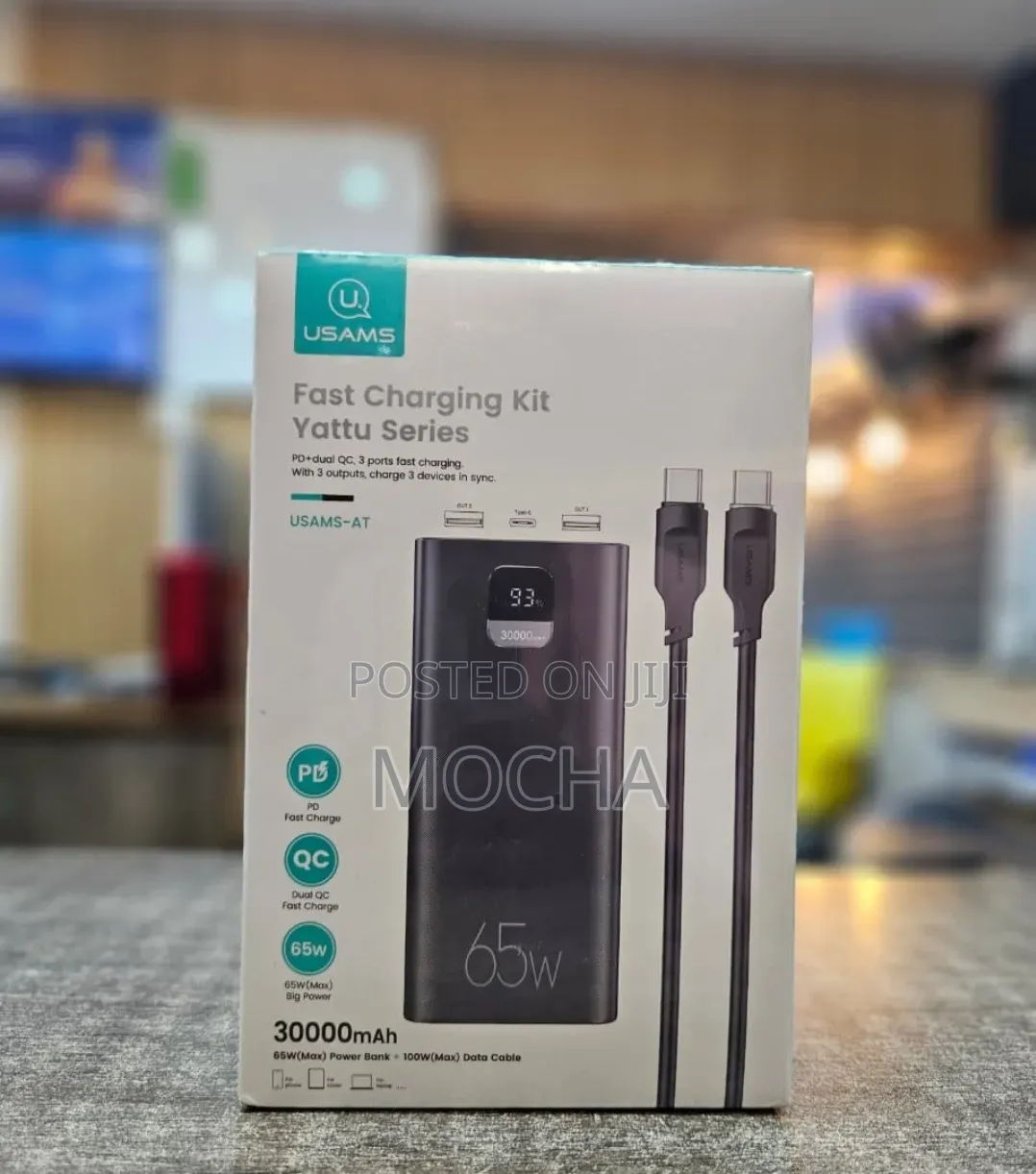 Usams-at 65w Fast Charging Kit 30000mah Laptop Power Bank