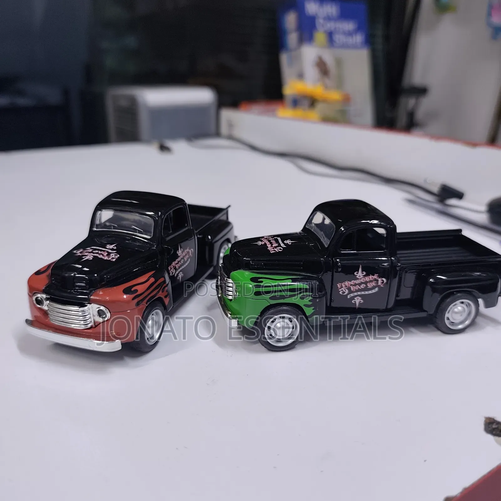 Vintage Die-Cast Pickup Truck Toy With Flame Graphics