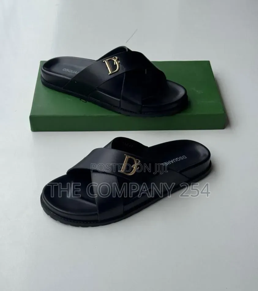 Quality Leather Casual Open Rubber Slides Available