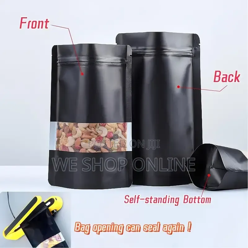 50pcs Resealable Free Standing Bags Matte 16×24cm