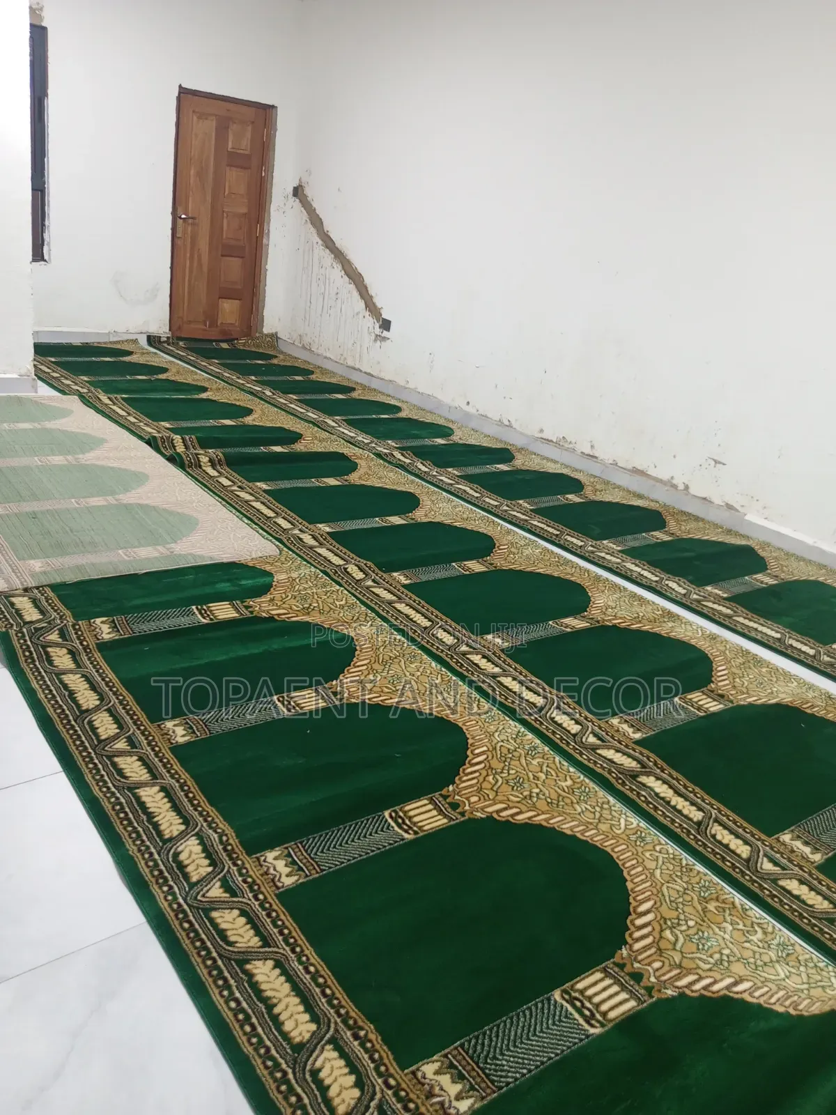 Green Patterned Mosques Floor Carpets