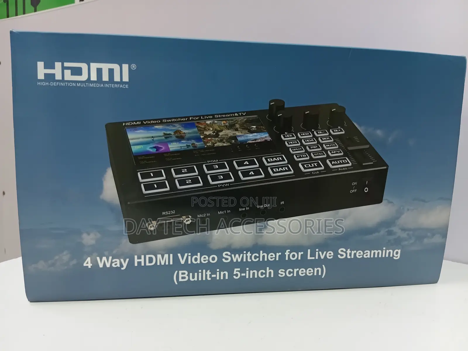 4-Way Hdmi Video Switcher for Live Streaming Built-in 5-Inch Screen.
