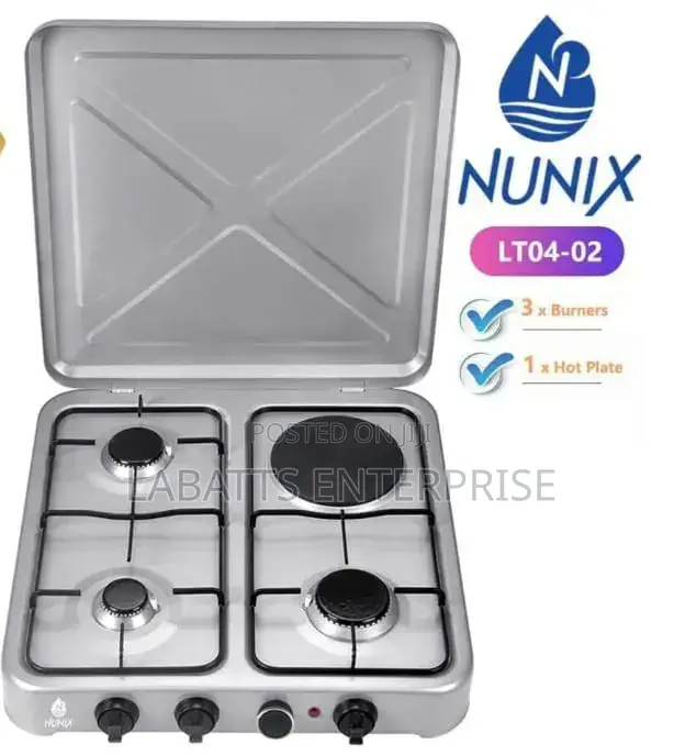 Nunix Table Top Cooker 3 Gas + 1 Electric Burner