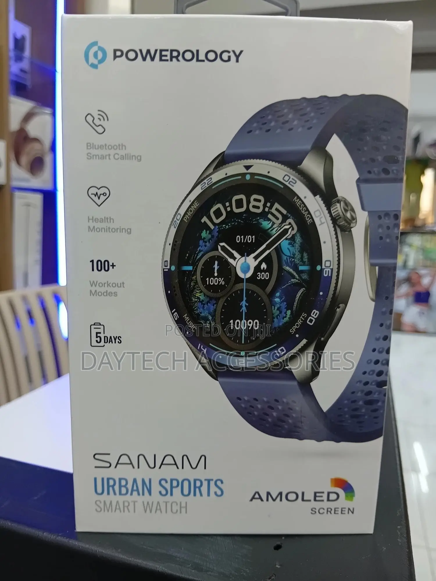 Powerology Sanam Urban Sports Smart Watch 1.43" Amoled Display - Blue