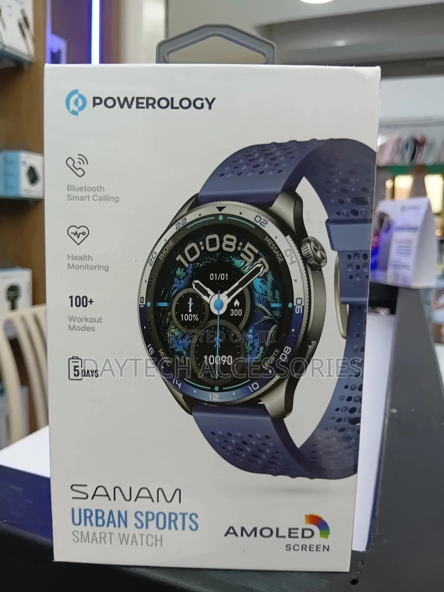 Powerology Sanam Urban Sports Smart Watch 1.43" Amoled Display - Blue