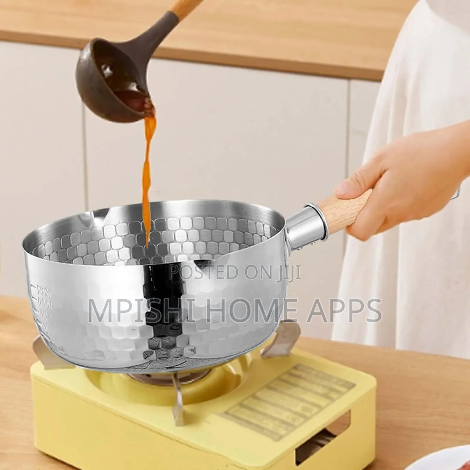 Stainless Steel Sufuria//Snow// Milk Cookware With Wooden Handle