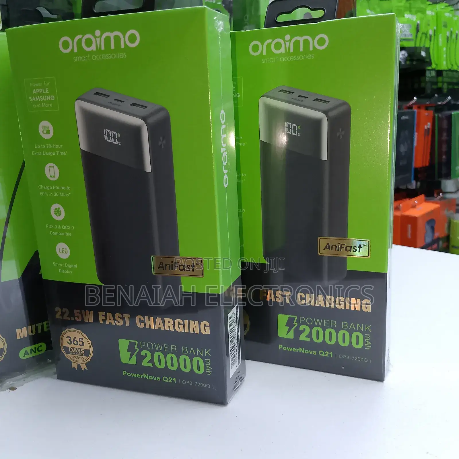 Power Bank, Super Fast Oraimo Powerbank 22.5watts 20000mah Lightweight