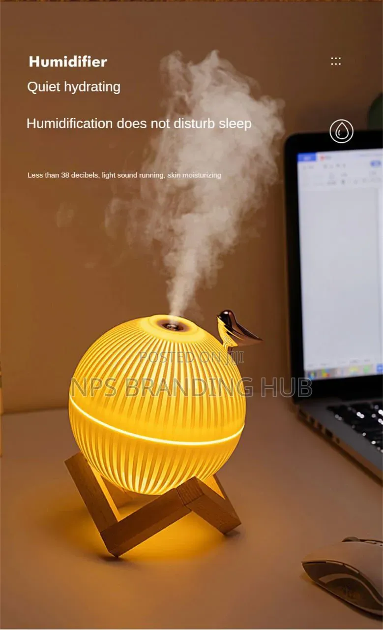 Lark Bird Ultrasonic Air Humidifier Diffuser With Wooden Stand 330ml