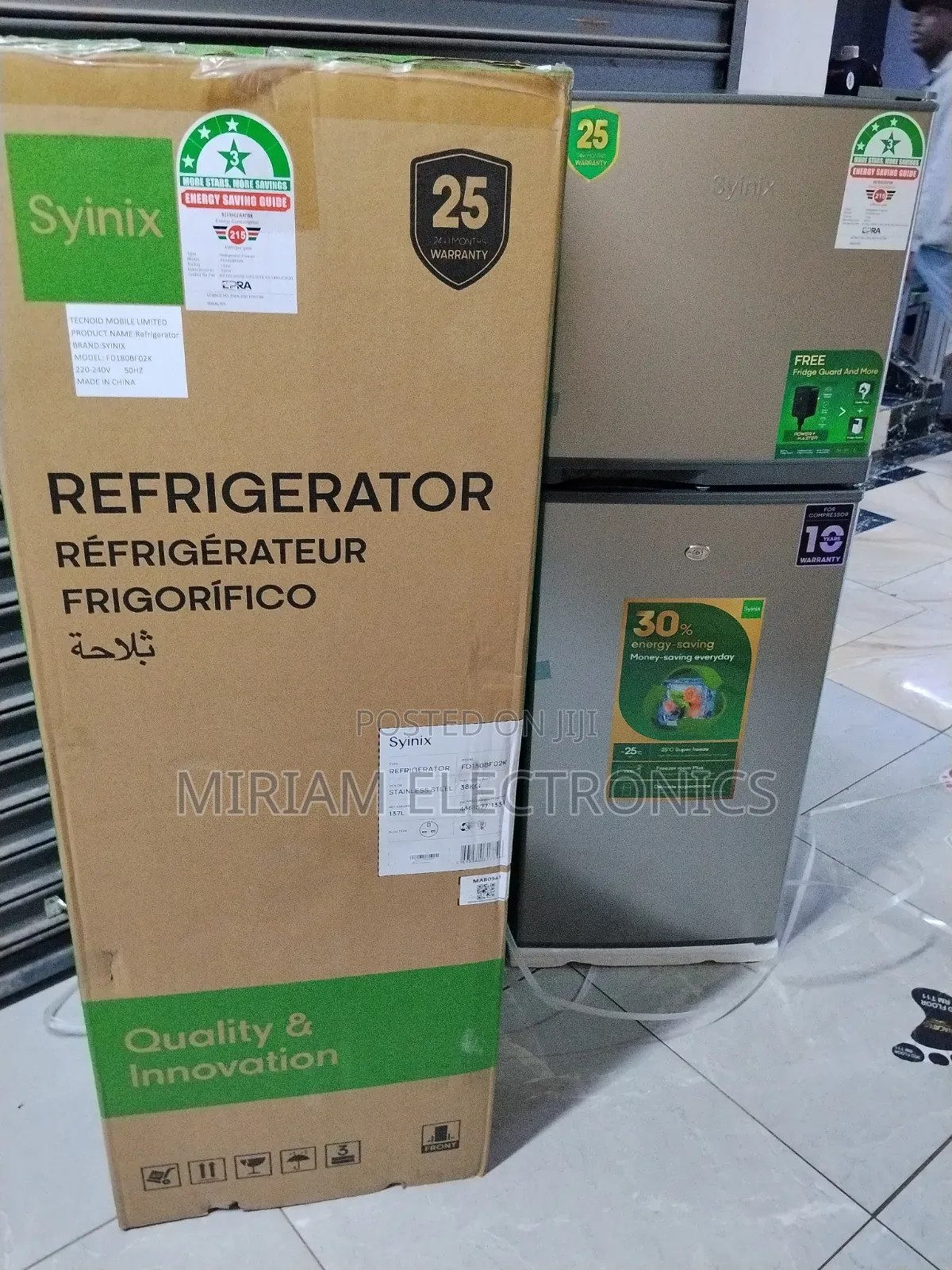Syinix 137 Litres Double Door Fridge With 3 Star2 Year Warranty