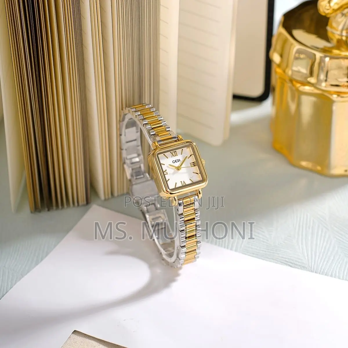 Gedi Luxury Square Dial Women's Quartz Wrist Watch 