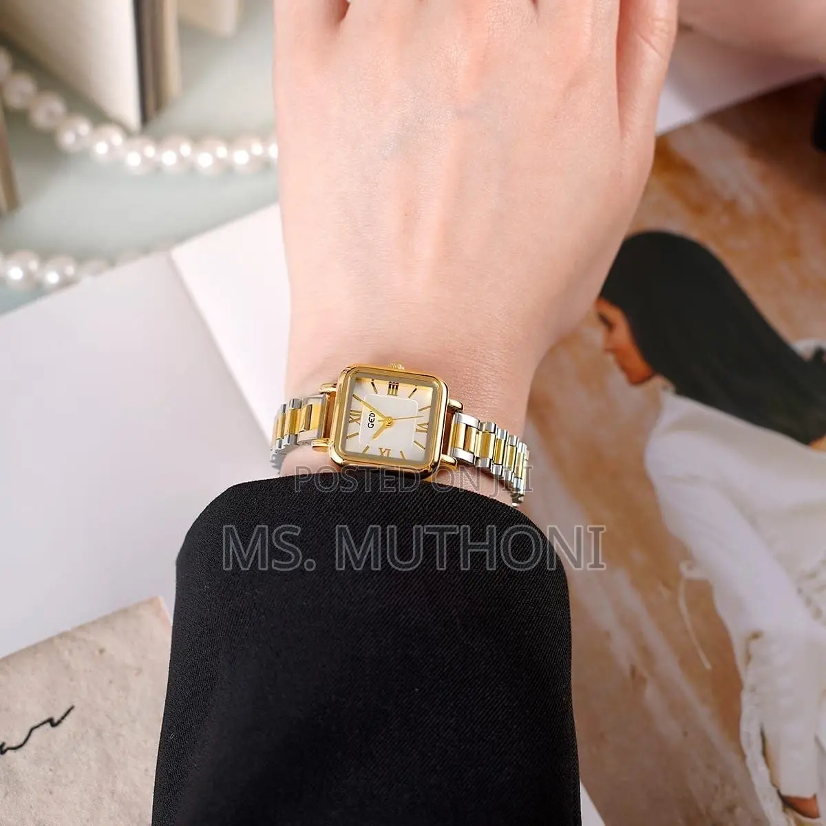 Gedi Luxury Square Dial Women's Quartz Wrist Watch 