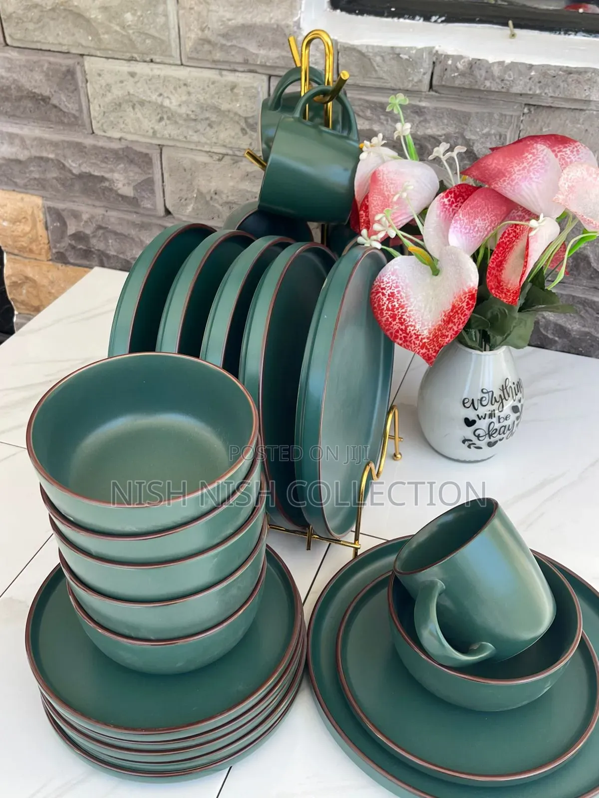 Emerald Green Ceramic Dinner Set