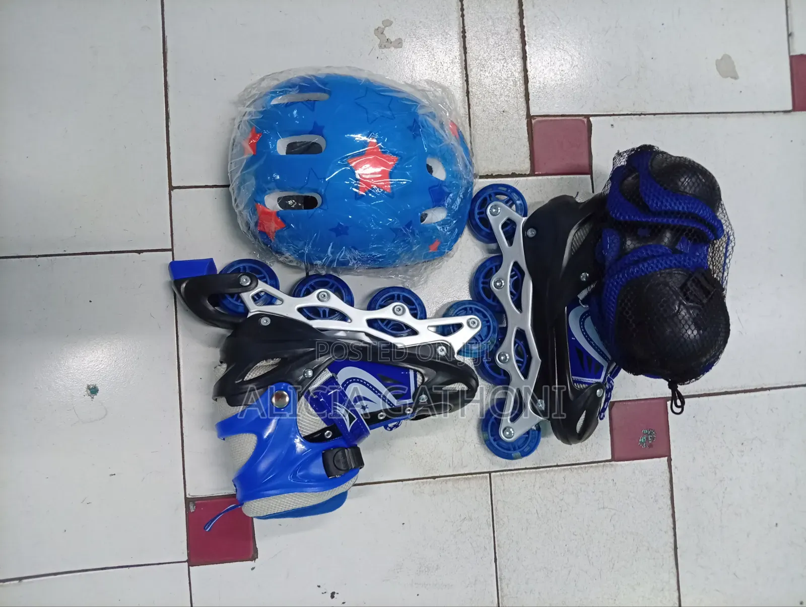 Sports Skates Blue+Helmet