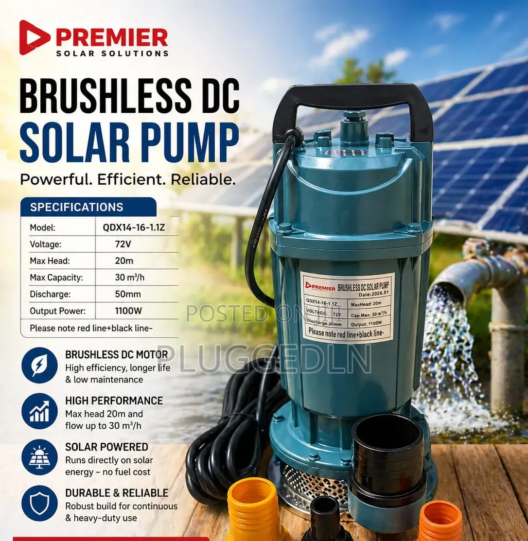 Premier Brushless Dc Solar Pump Output 1100w