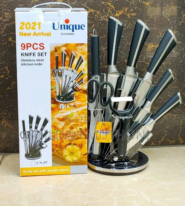 Unique 9pcs Kitchen Knife Set Stainless Steel (