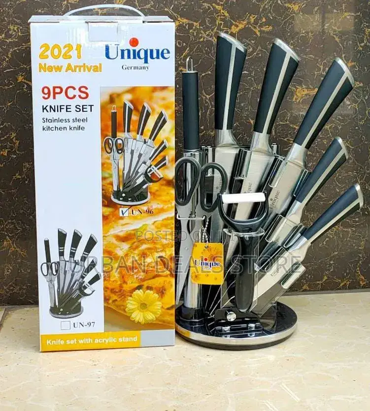 Unique 9pcs Kitchen Knife Set Stainless Steel (