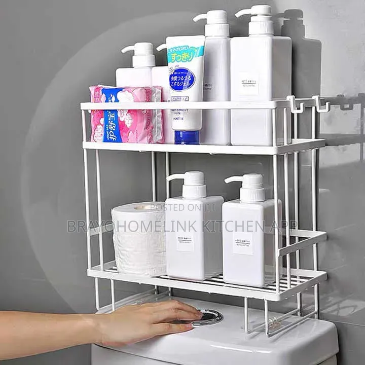 Toilet Top Metallic 2 Layer Over Toilet Storage Shelf