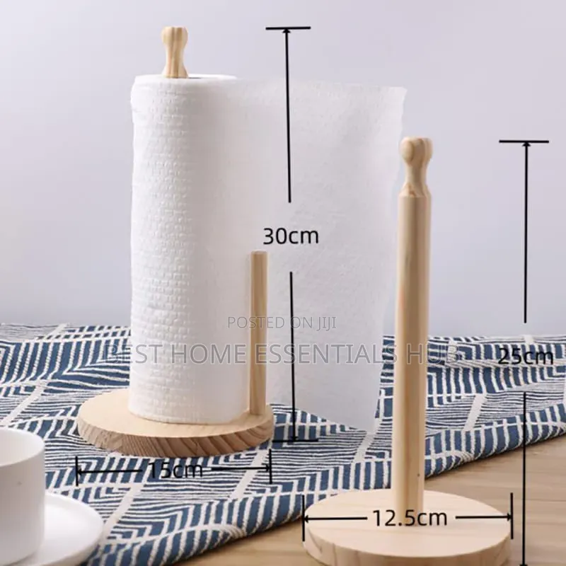 *Bamboo Wood Tissue Holder Vertical Roll Pole Paper Towel Holder