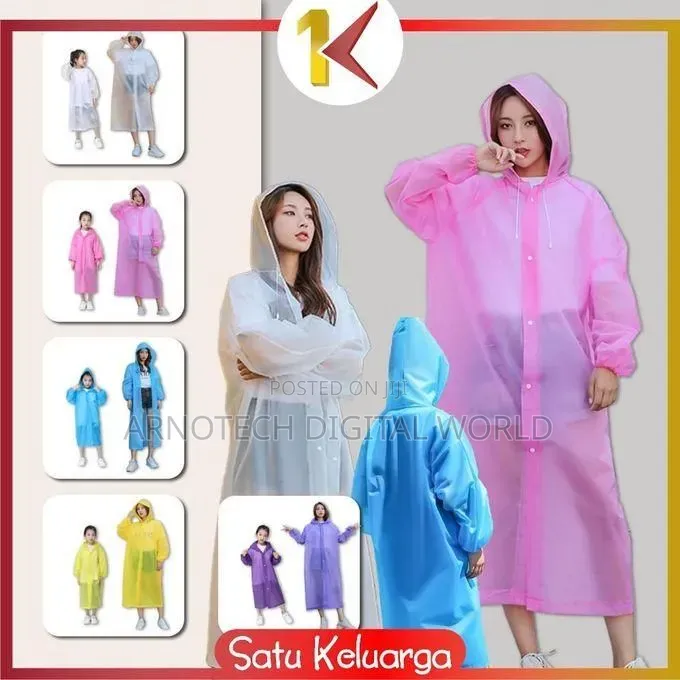 Long Eva Material Plastic Raincoat Waterproof Rain Coat Adults