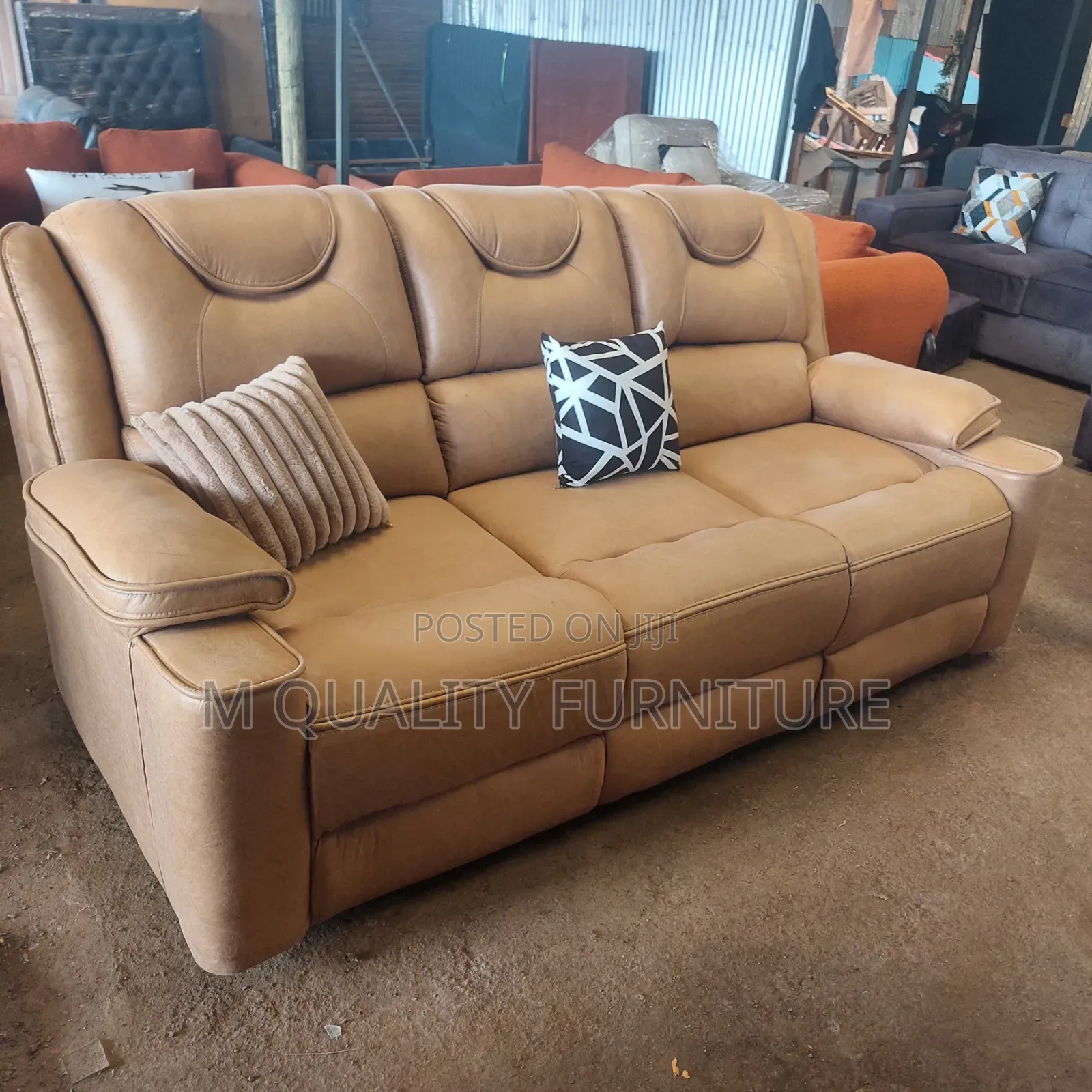 A Semi Recliner Brown Luxurious Royal Stylish Couch