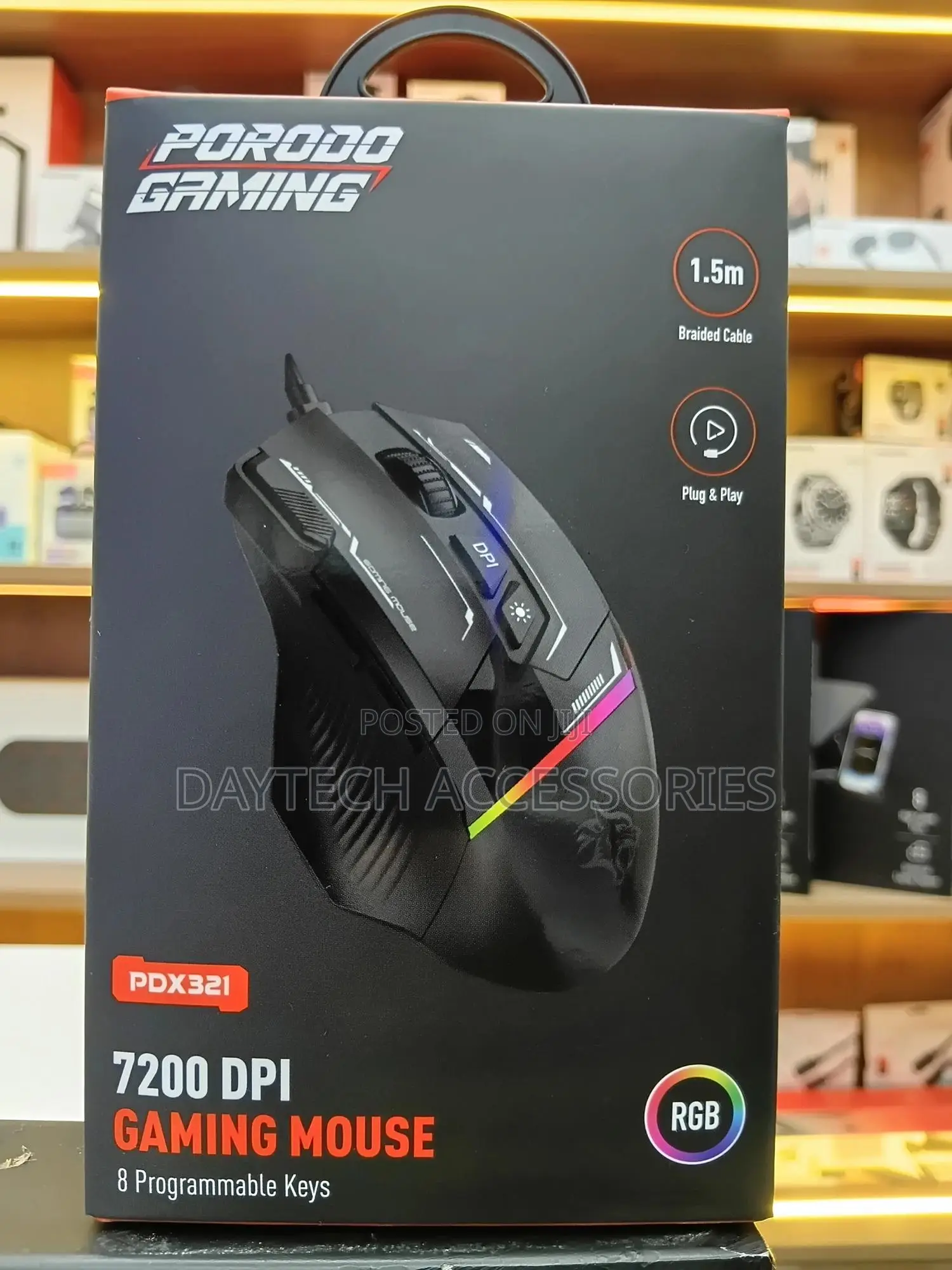 Porodo Gaming Pdx321 Rgb Wired Mouse 7200 Dpi And 8 Programmable Keys.