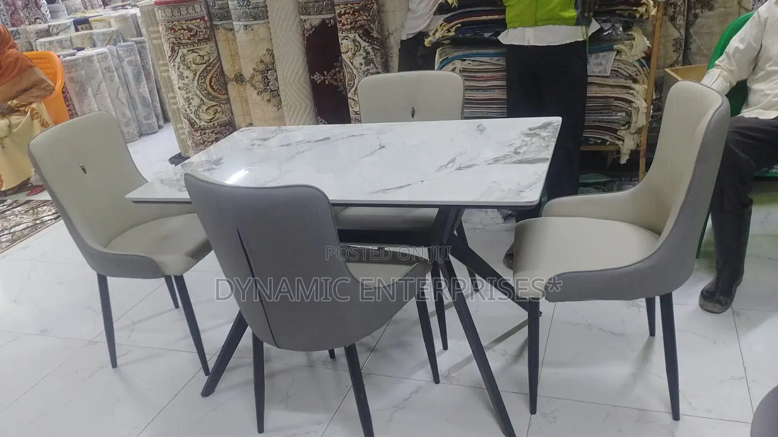 Modern 4-Seater Marble Top Dining Set