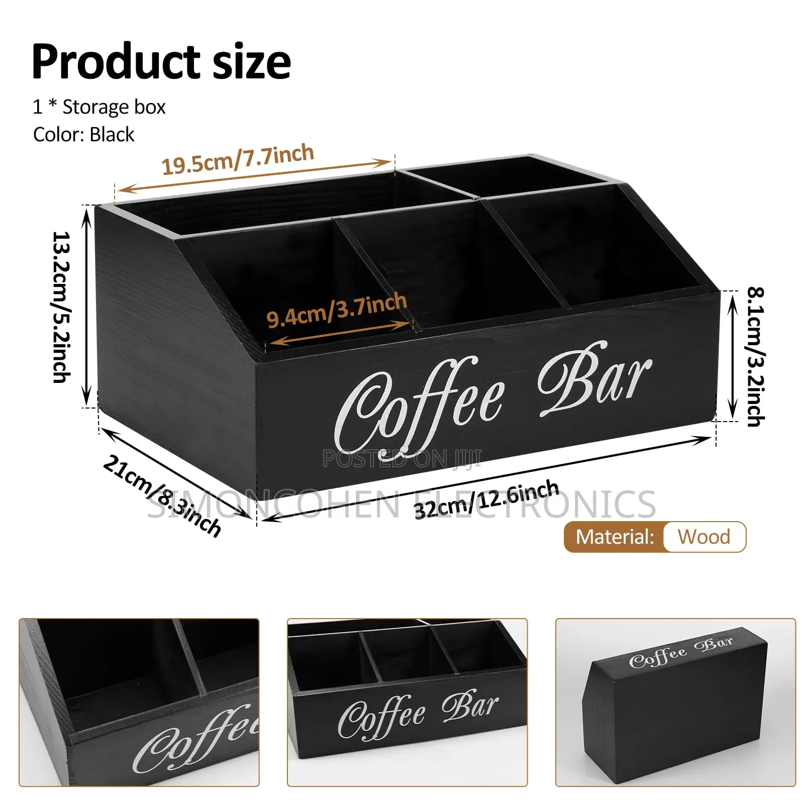 5-Compartment Wooden Coffee Station Organizer/Teabag Organizer