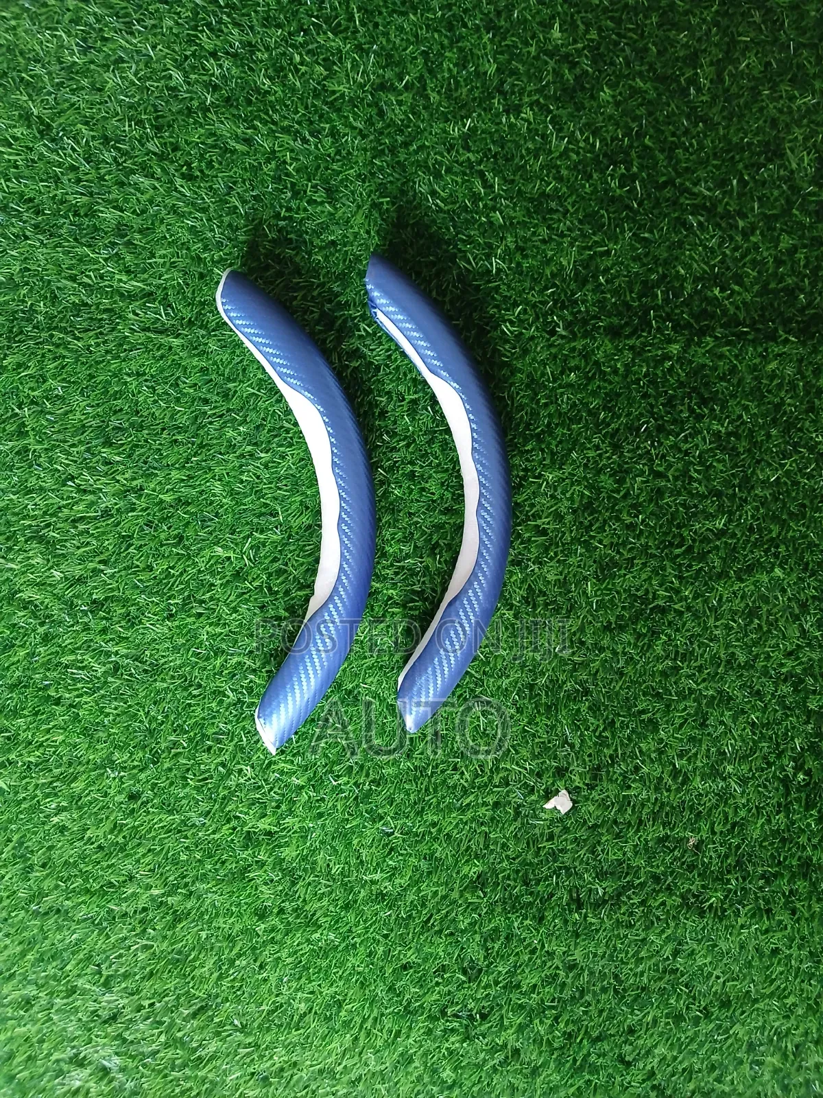 2pcs Blue Carbon Fiber Steering Wheel Cover Non Slip Grip Universal