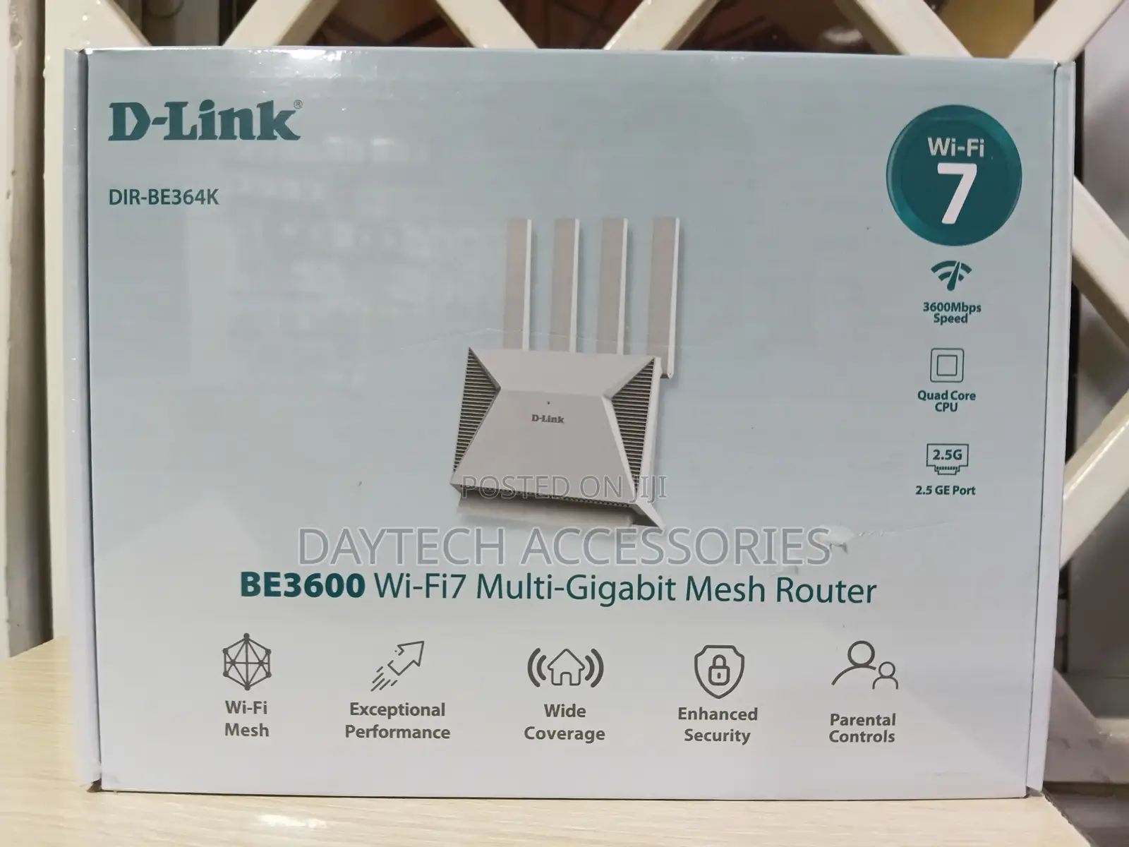 D-Link Dir-Be364k Be3600 Wi-Fi 7 Multi-Gigabit Mesh Router.