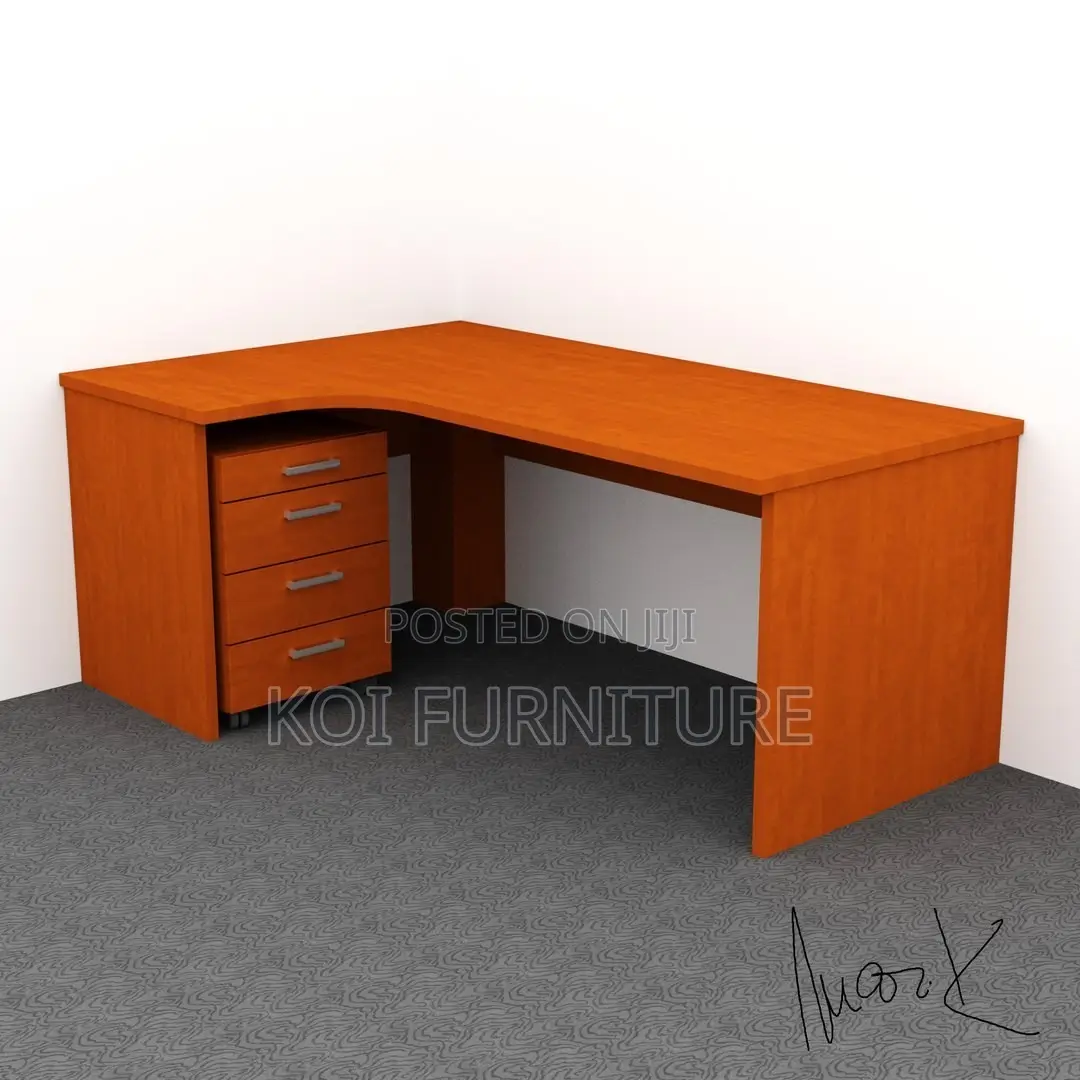 Office Desk; 1.2m L-Shaped Office Work Desk With Intergrated Cable
