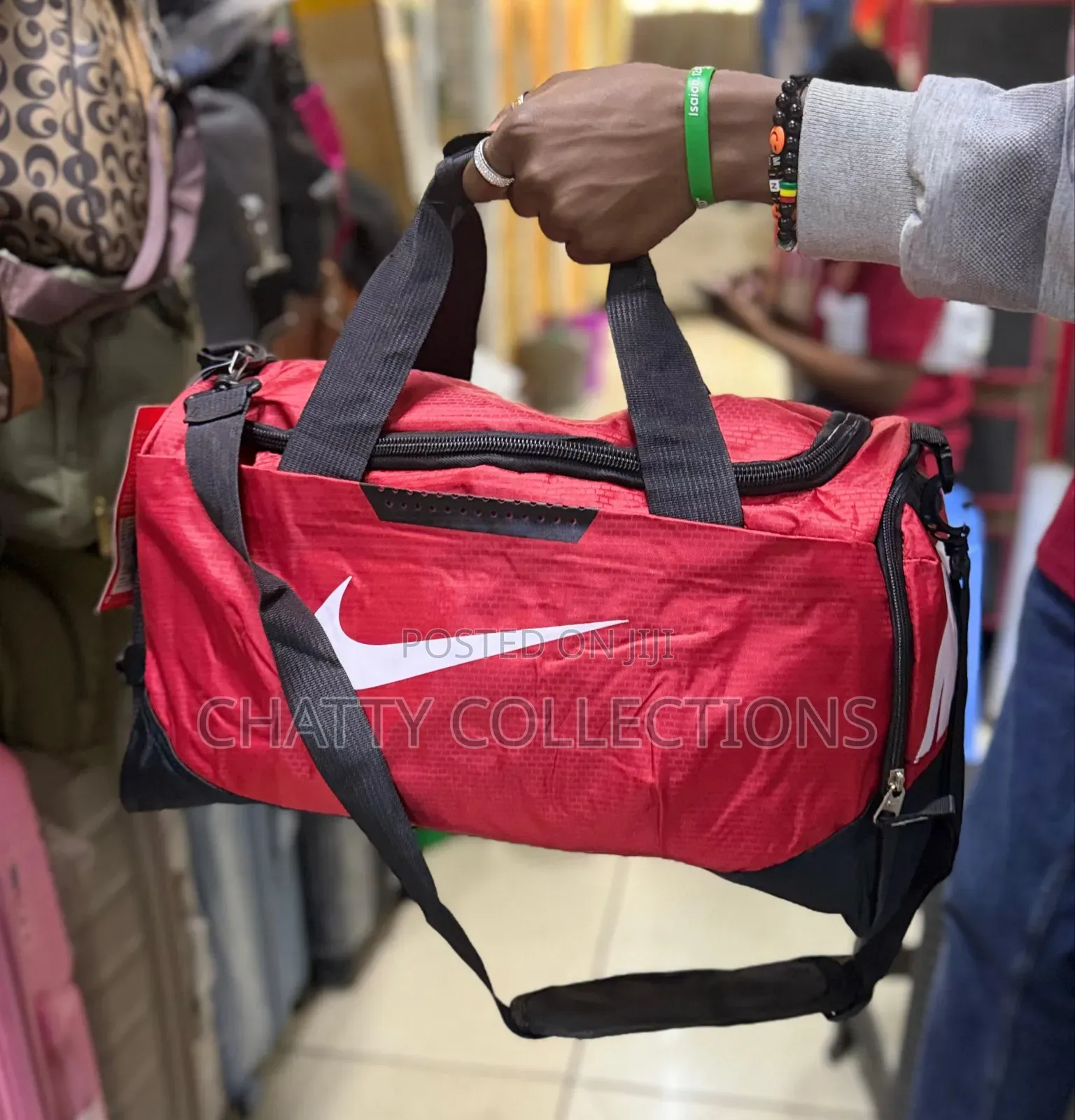 Black and Red Unisex Nike Stylish Sports Duffle Bags / Gym Bags