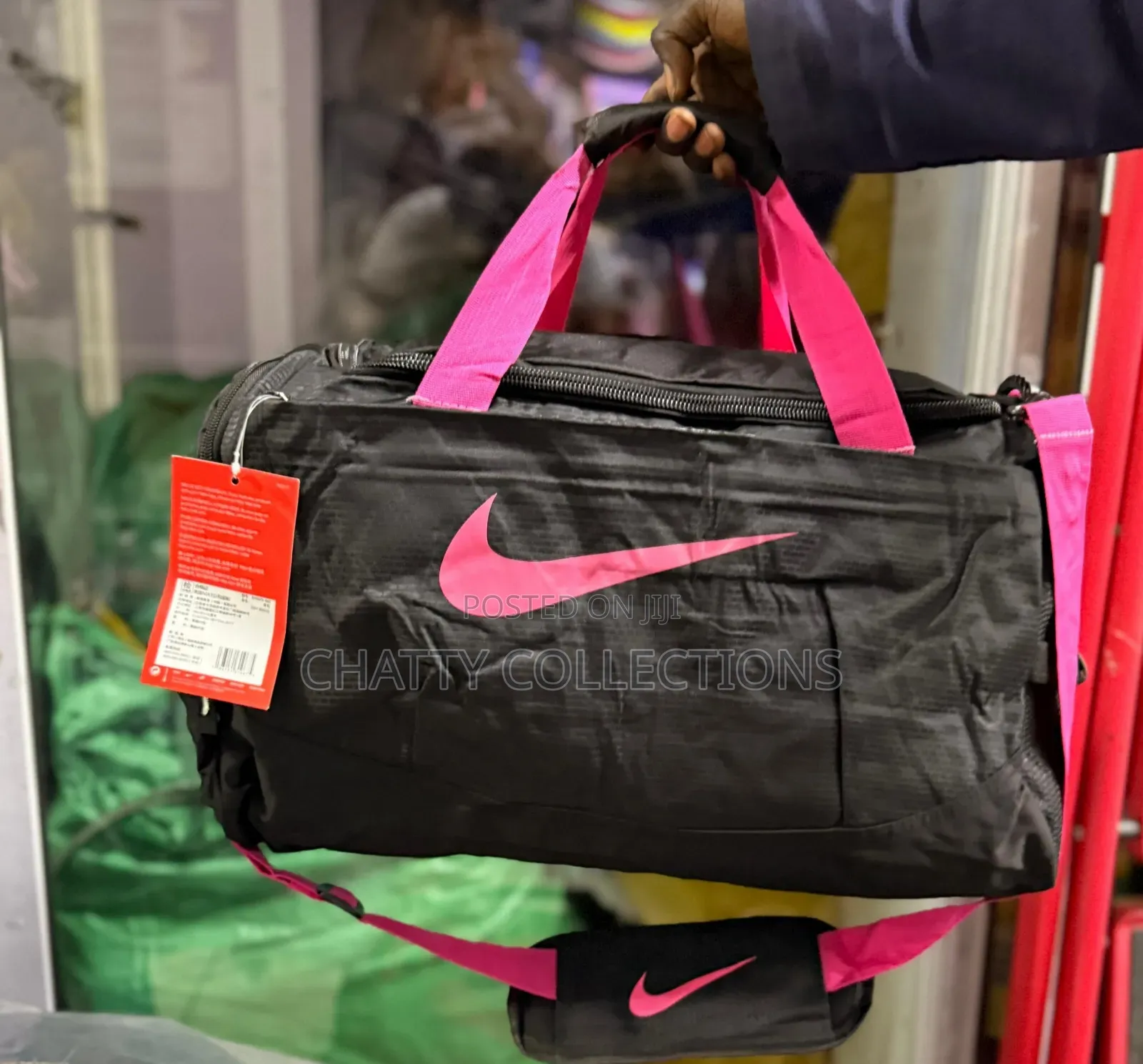 Black and Pink Unisex Nike Stylish Sports Duffle Bags / Gym Bags