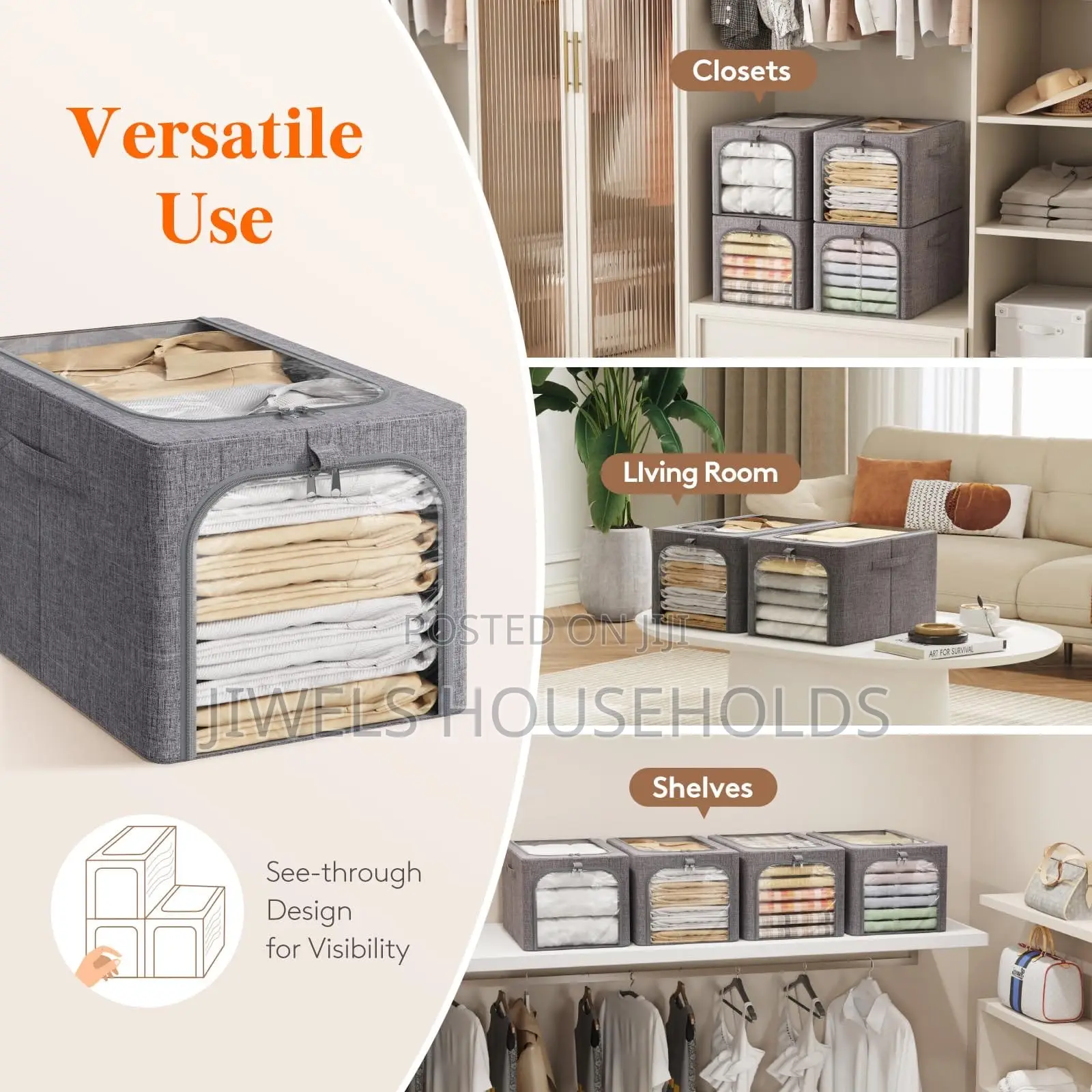Foldable Metal Frame Clothes Storage Bag