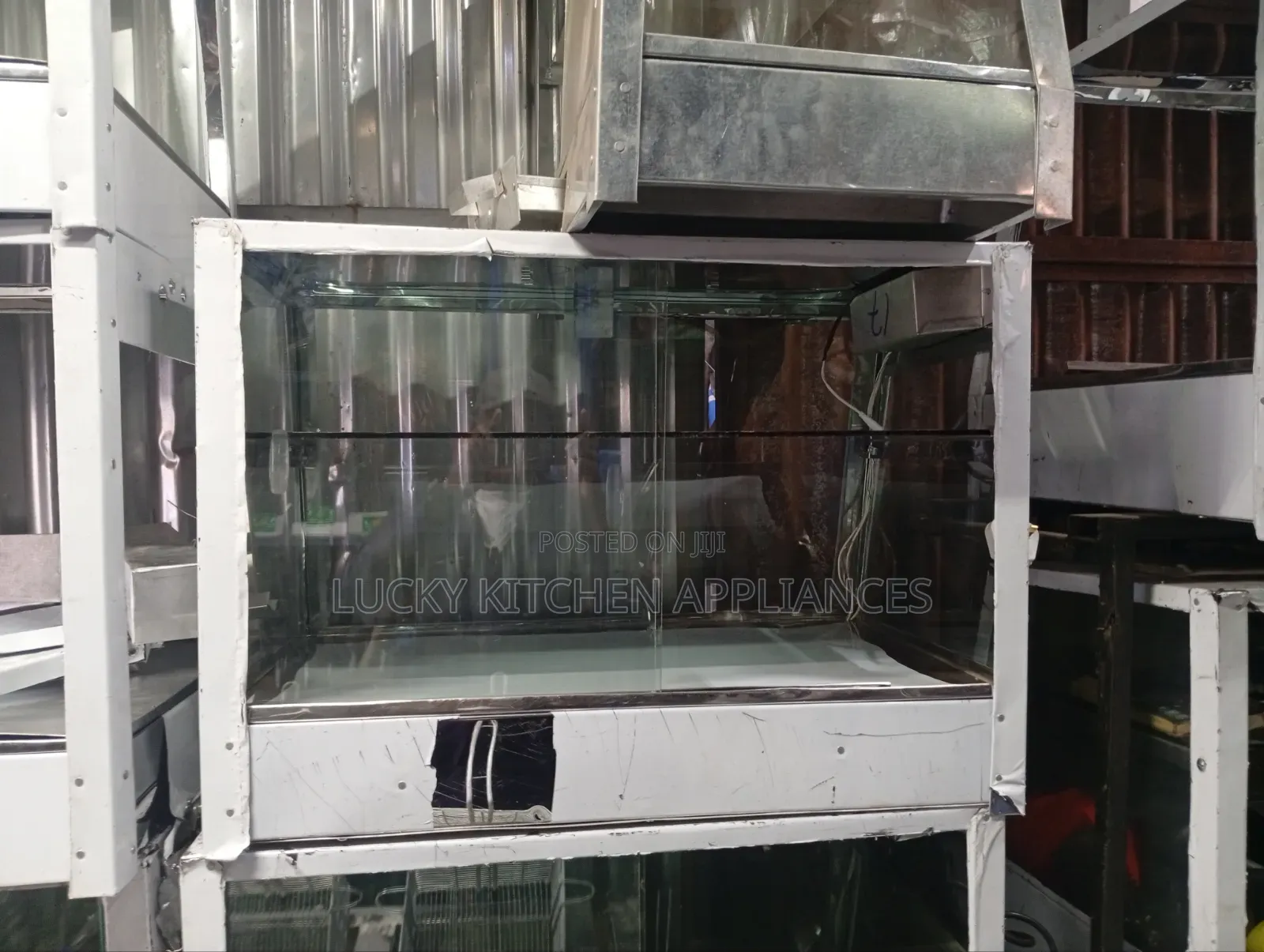 Clear Glass Stainless Steel Chips Display