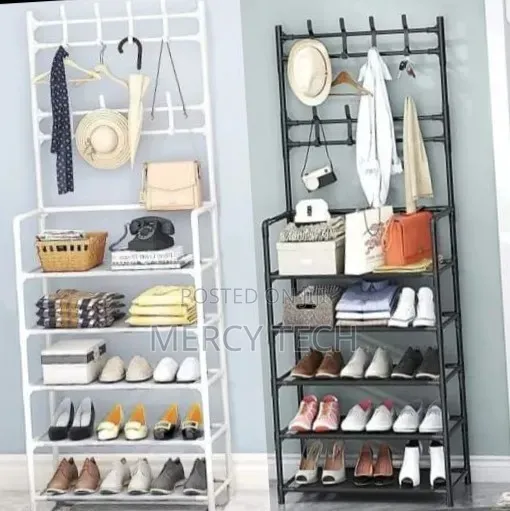 5-tier Entryway Organizer – Shoe Rack With Coat Hanger