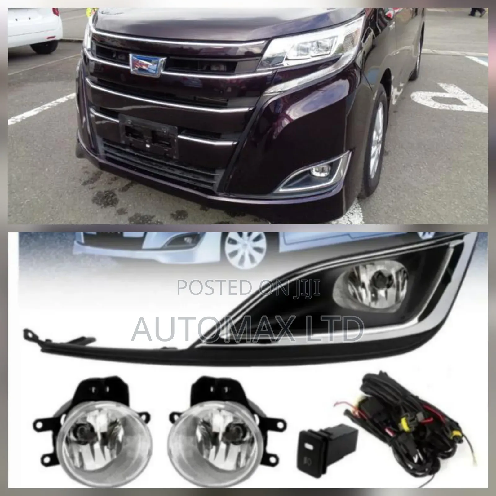 Toyota Noah Hybrid G, Complete Fog Lamp Set With Chrome Finish Covers,